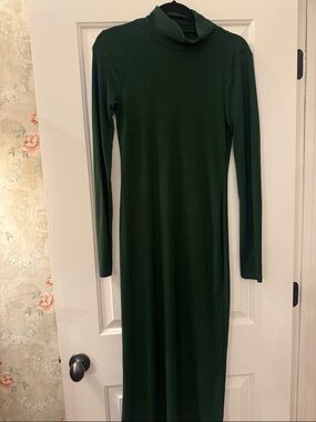 Long Sleeve Turtleneck Maxi Dress in Deep Green